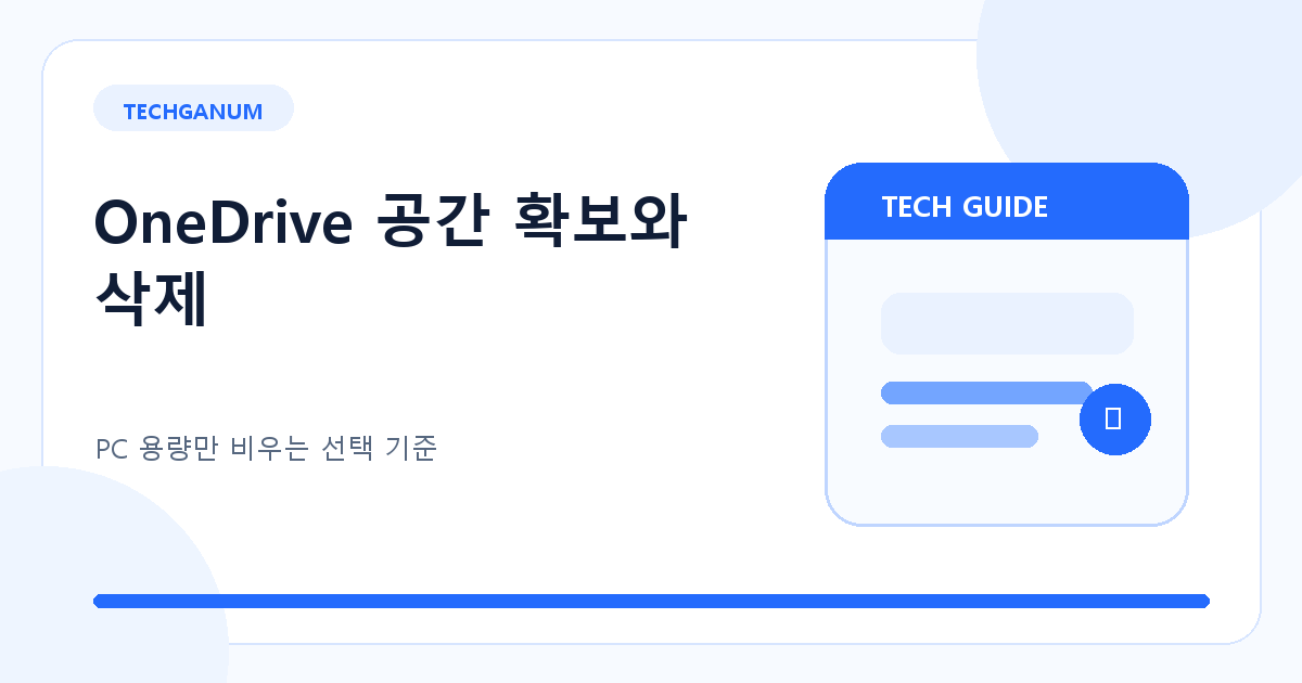 OneDrive 공간 확보와 삭제 차이를 설명하는 정보 카드